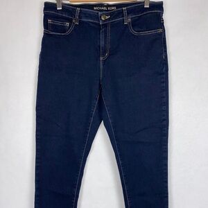 Michael Kors High Rise Stretch Skinny Cropped Denim Dark Blue Jeans